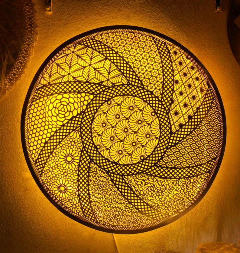 Order by Size : Moroccan handmade brass round wall light lamp ( Fes)
