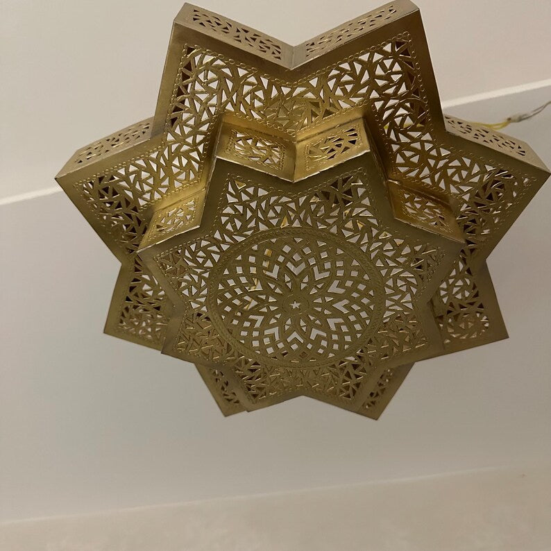 Order by Size : Moroccan Handmade Brass Ceiling Pendant Light (Inara)