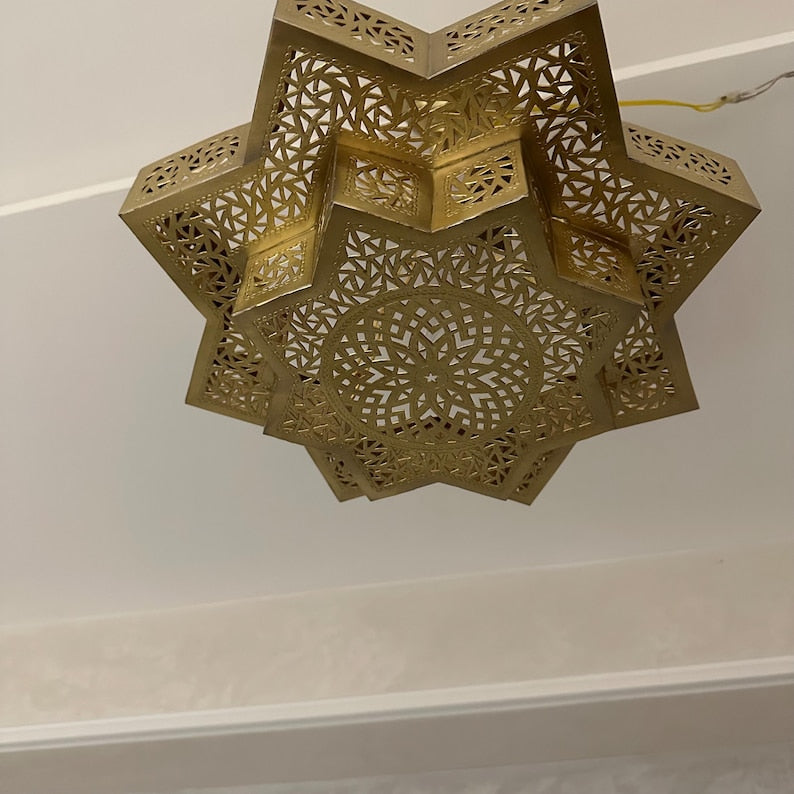 Order by Size : Moroccan Handmade Brass Ceiling Pendant Light (Inara)