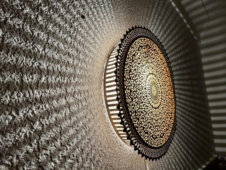 Order by Size : Moroccan handmade brass round wall light lamp ( Agadir)