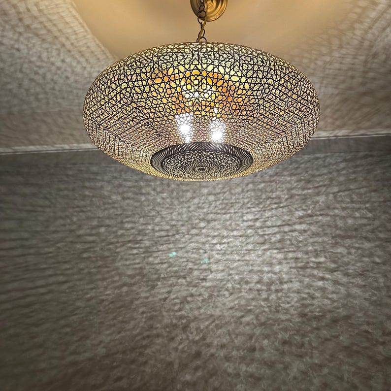 Order by Size : Moroccan Handmade Brass Ceiling Pendant Light (Arisha)