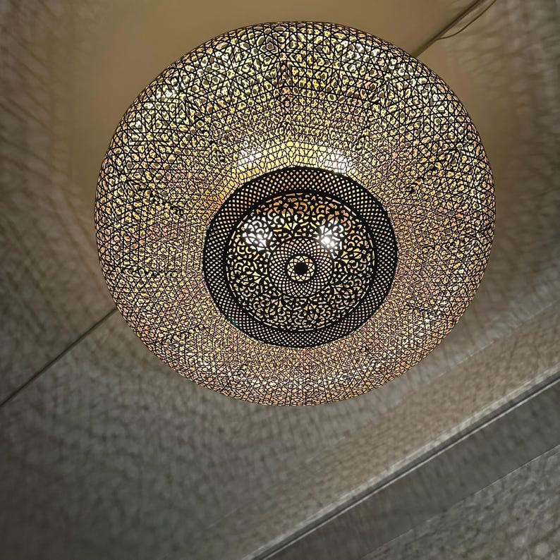 Order by Size : Moroccan Handmade Brass Ceiling Pendant Light (Arisha)