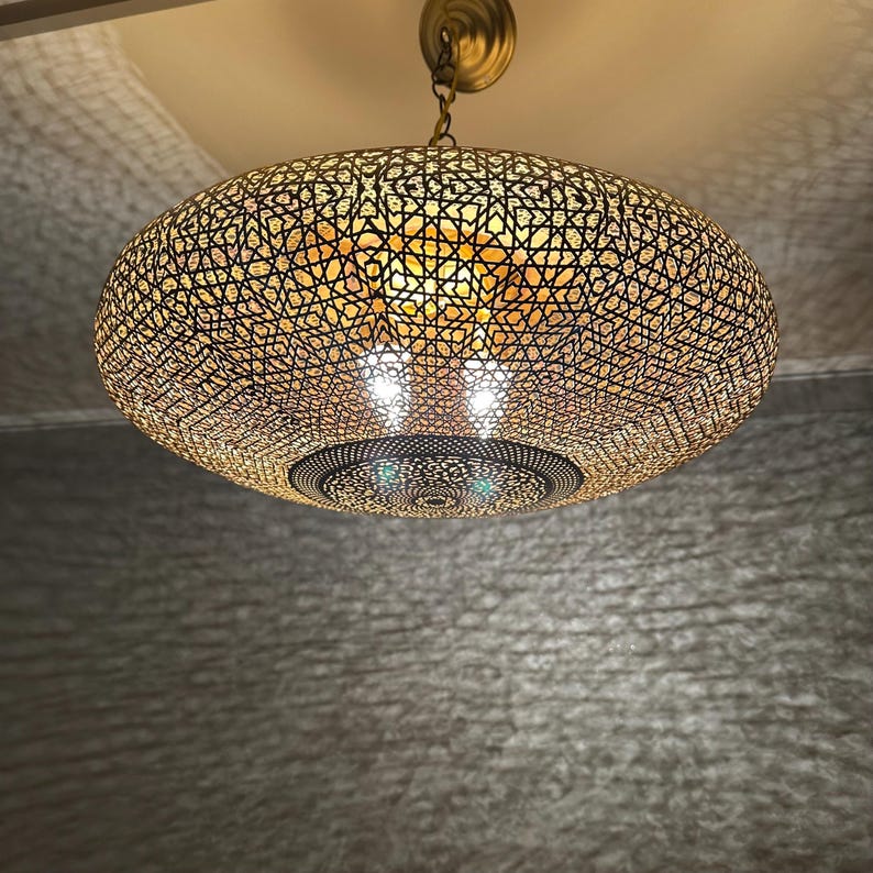 Order by Size : Moroccan Handmade Brass Ceiling Pendant Light (Naeema)