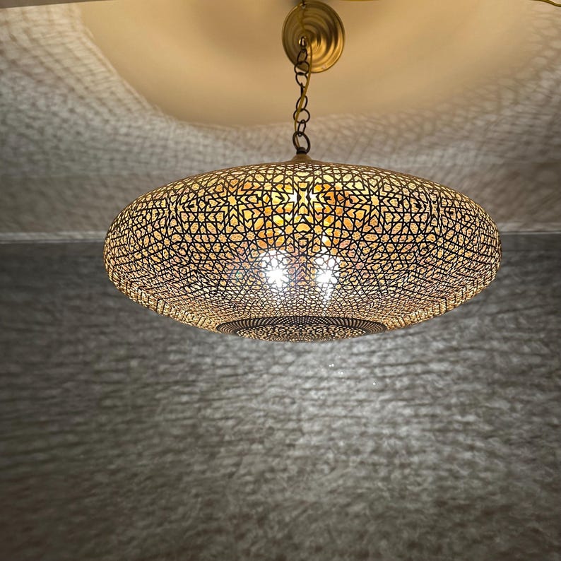 Order by Size : Moroccan Handmade Brass Ceiling Pendant Light (Arisha)