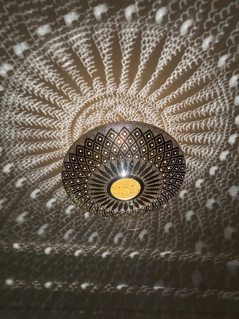 Order by Size : Moroccan Handmade Brass Ceiling Pendant Light (Sumaiya)