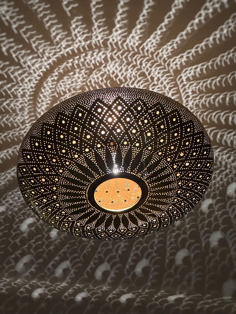 Order by Size : Moroccan Handmade Brass Ceiling Pendant Light (Sumaiya)