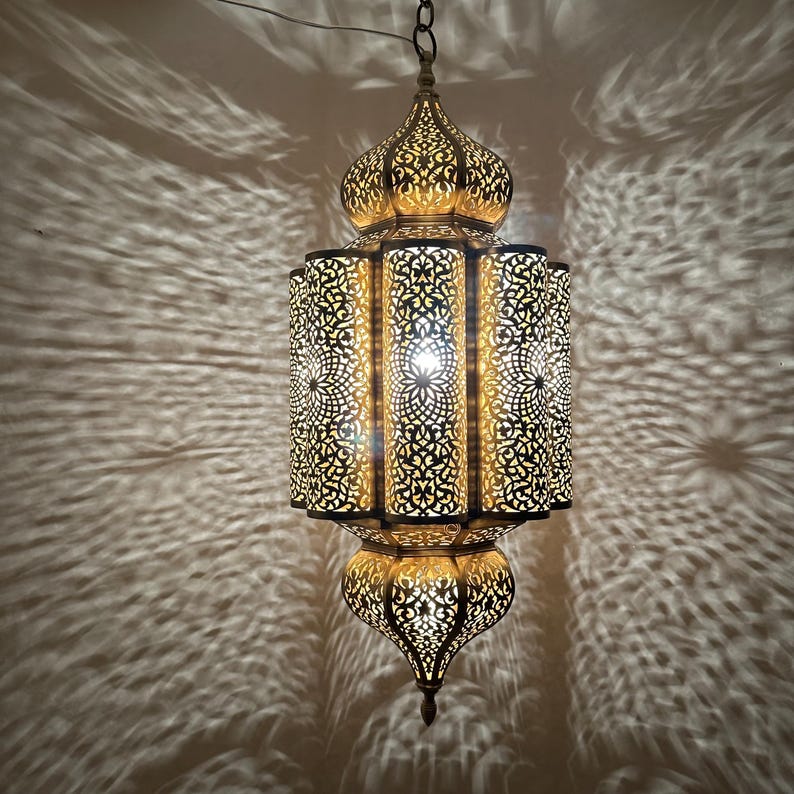 Order by Size : Moroccan Handmade Brass Ceiling Pendant Light (Eimaan)