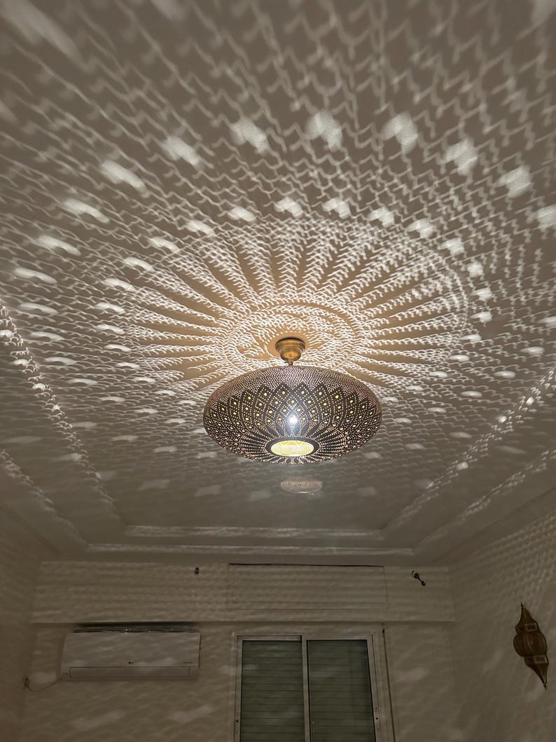 Order by Size : Moroccan Handmade Brass Ceiling Pendant Light (Sumaiya)
