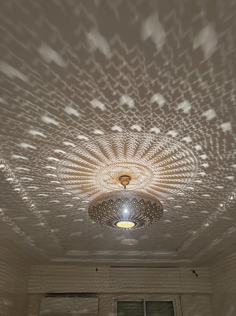 Order by Size : Moroccan Handmade Brass Ceiling Pendant Light (Sumaiya)