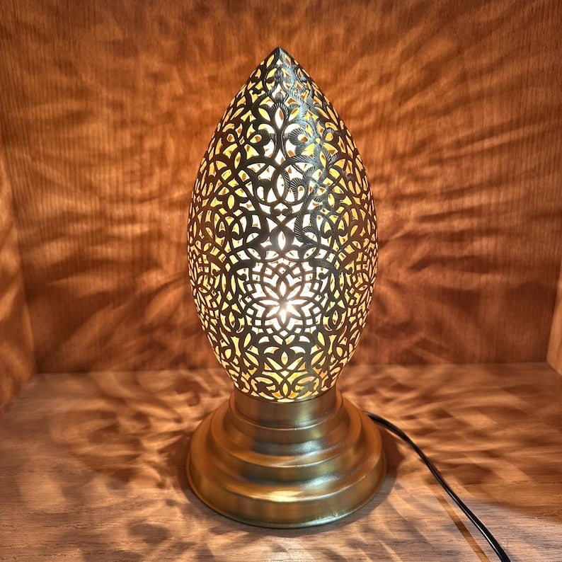 Moroccan Handmade Brass Table Lamp (Hoor)
