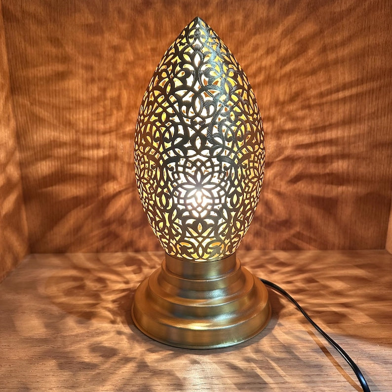Moroccan Handmade Brass Table Lamp (Hoor)