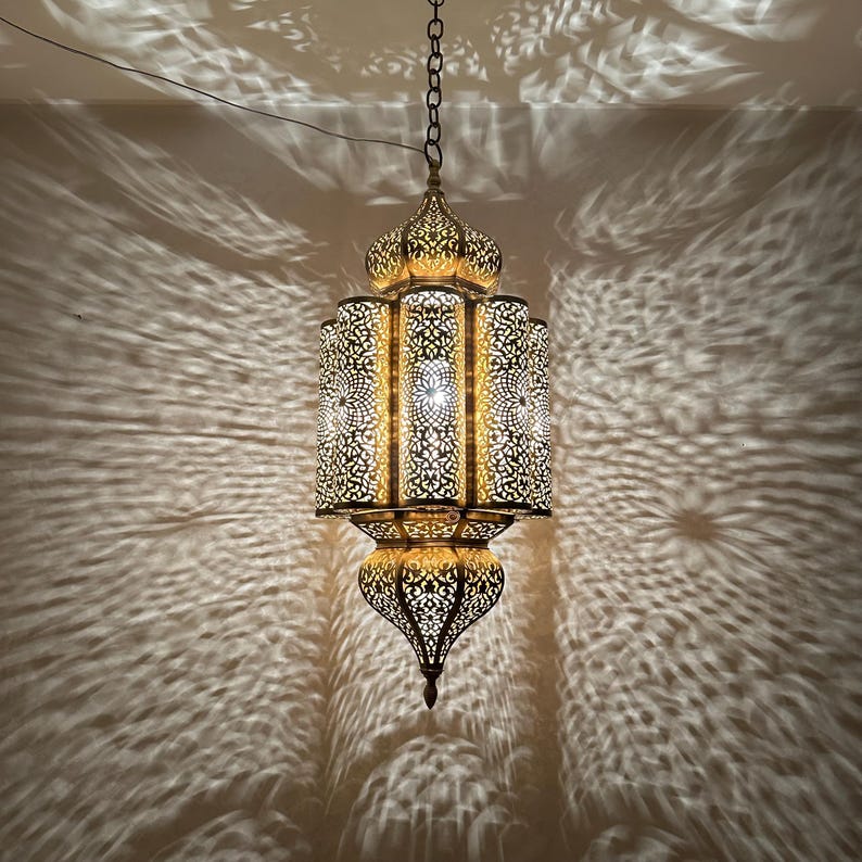 Order by Size : Moroccan Handmade Brass Ceiling Pendant Light (Eimaan)