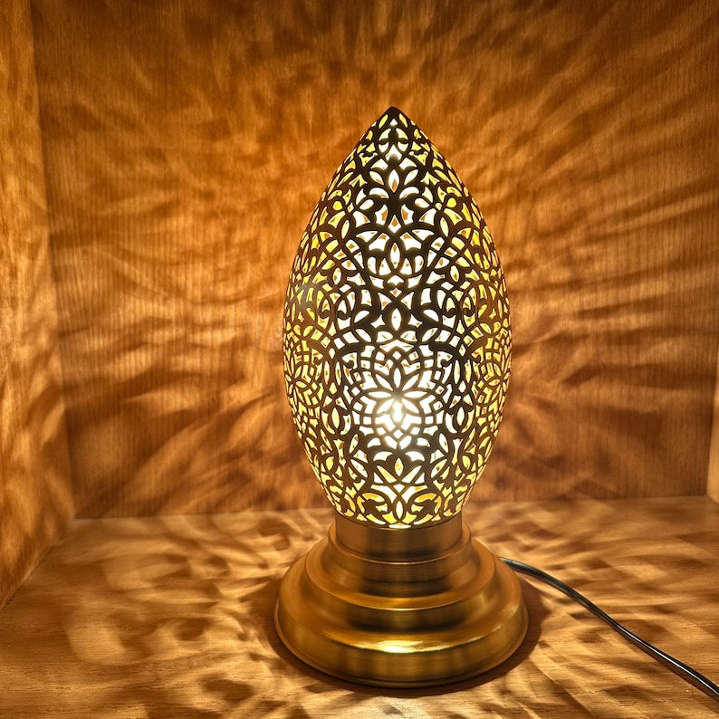 Moroccan Handmade Brass Table Lamp (Hoor)