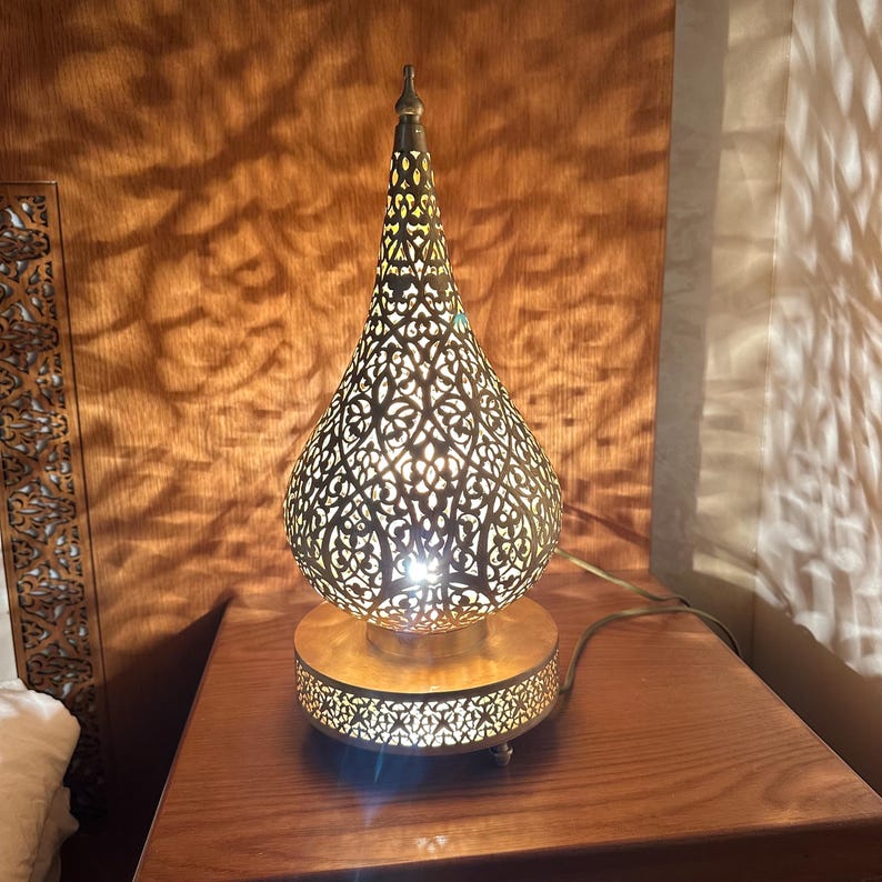 Moroccan Handmade Brass Table Lamp (Bahar)