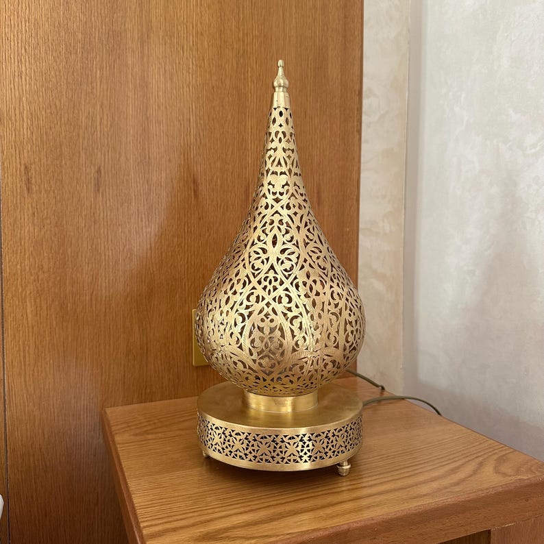 Moroccan Handmade Brass Table Lamp (Bahar)
