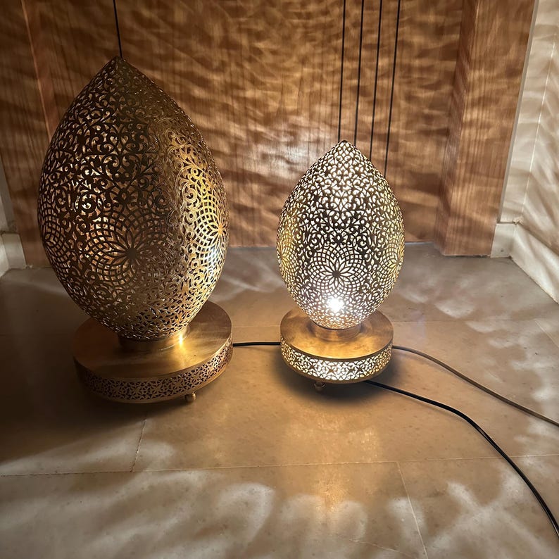 Order by Size : Moroccan Handmade Brass Table Lamp (Asmahan)