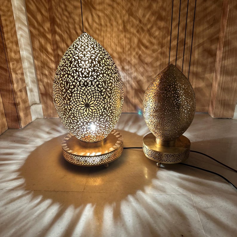 Order by Size : Moroccan Handmade Brass Table Lamp (Asmahan)