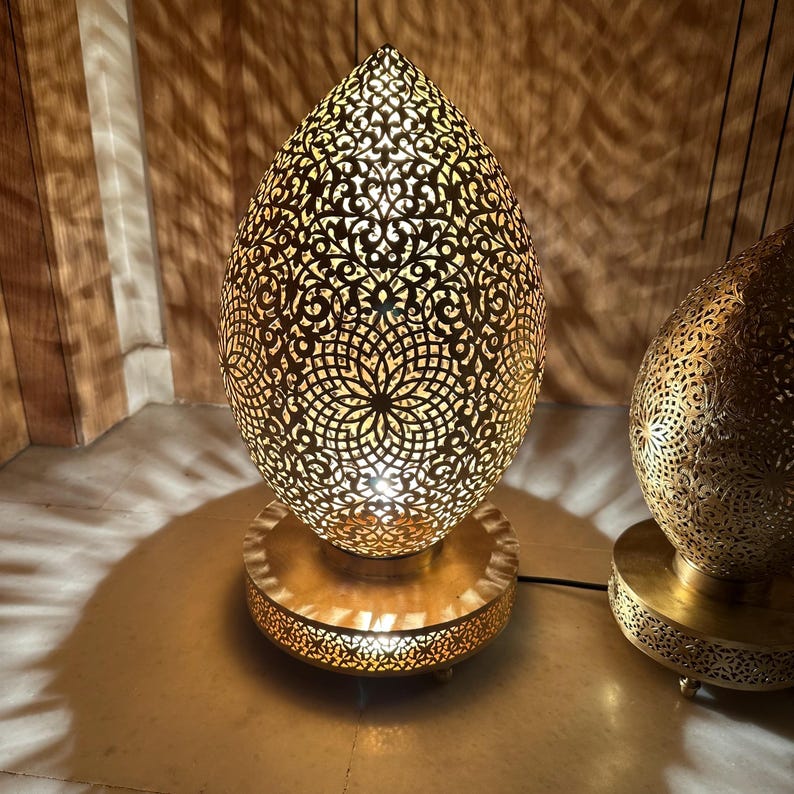 Order by Size : Moroccan Handmade Brass Table Lamp (Asmahan)