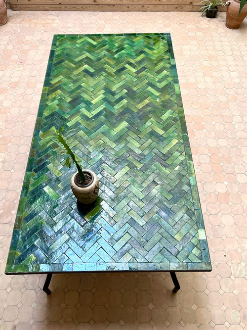 Zellige Rectangular Table: Tamegroute Green
