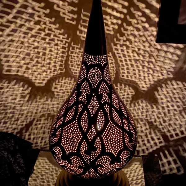 Order by Size : Moroccan Handmade Brass Table Lamp (Ahood)