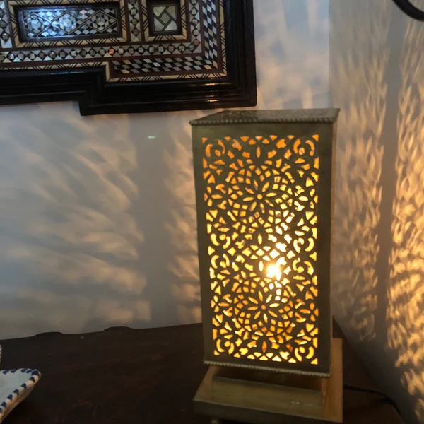 Order by Size : Moroccan Handmade Brass Table Lamp (Tafukt)
