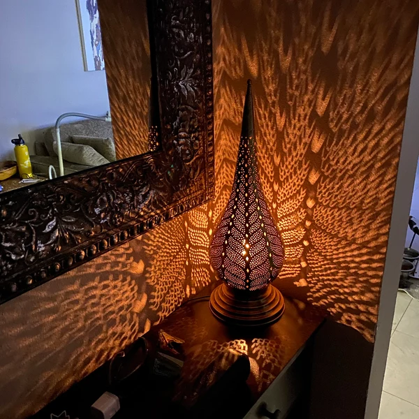 Order by Size : Moroccan Handmade Brass Table Lamp (Buthaina)