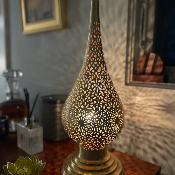 Order by Size : Moroccan Handmade Brass Table Lamp (Anoud)
