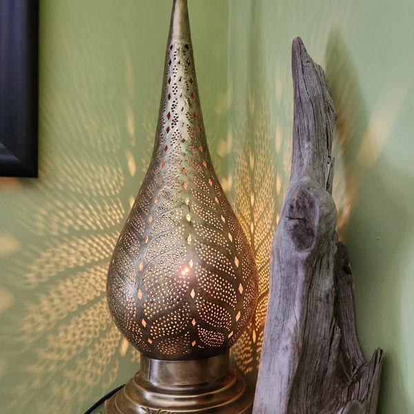 Order by Size : Moroccan Handmade Brass Table Lamp (Buthaina)