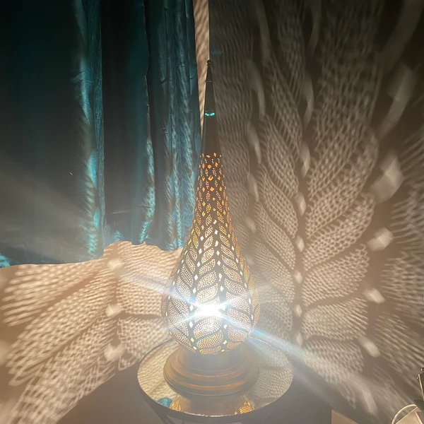 Order by Size : Moroccan Handmade Brass Table Lamp (Buthaina)