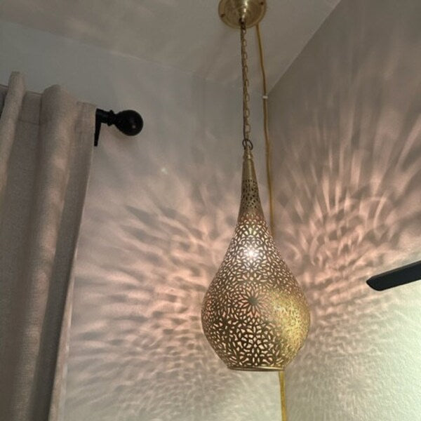 Order by Size : Moroccan Handmade Brass Ceiling Pendant Light (Rabia)