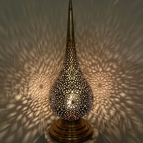 Order by Size : Moroccan Handmade Brass Table Lamp (Anoud)