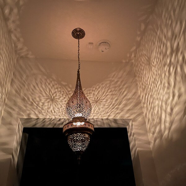 Order by Size : Moroccan Handmade Brass Ceiling Pendant Light (Ighil)