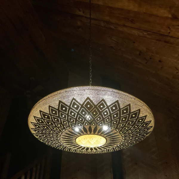 Order by Size : Moroccan Handmade Brass Ceiling Pendant Light (Firdaus)