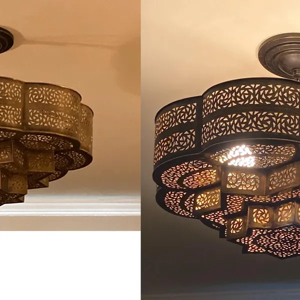 Order by Size : Moroccan Handmade Brass Ceiling Pendant Light (Ulfah)