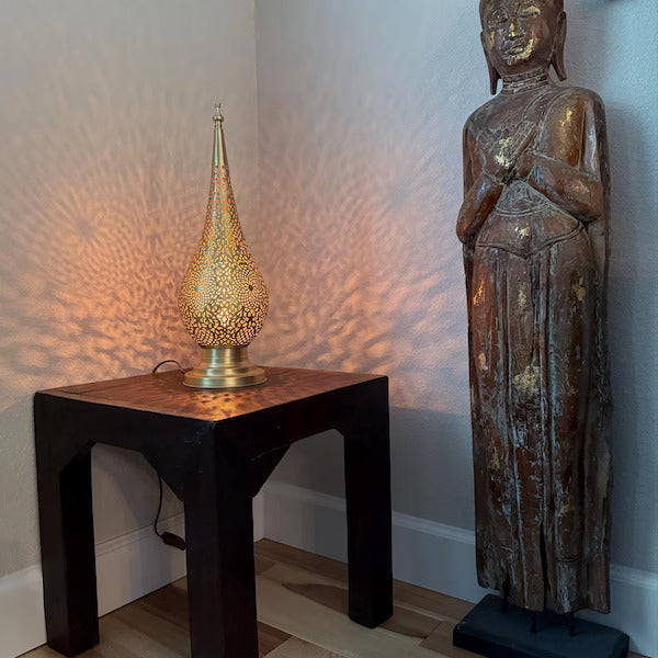 Order by Size : Moroccan Handmade Brass Table Lamp (Silia )