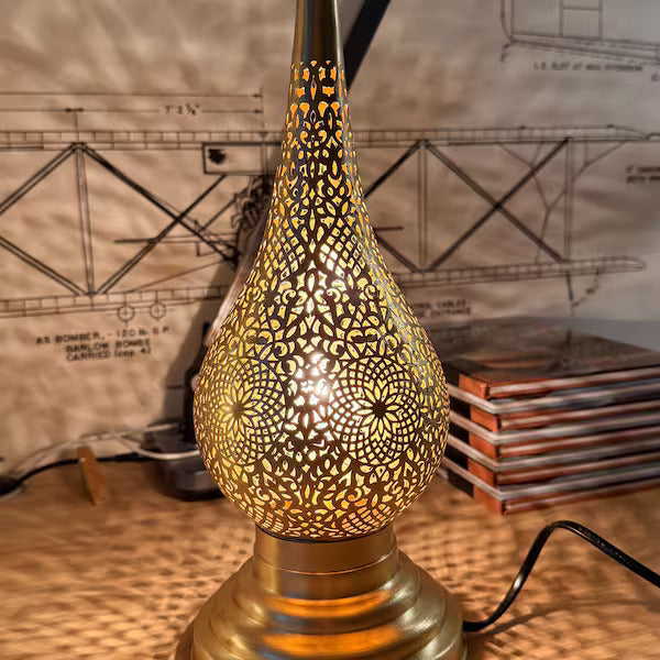 Order by Size : Moroccan Handmade Brass Table Lamp (Silia )