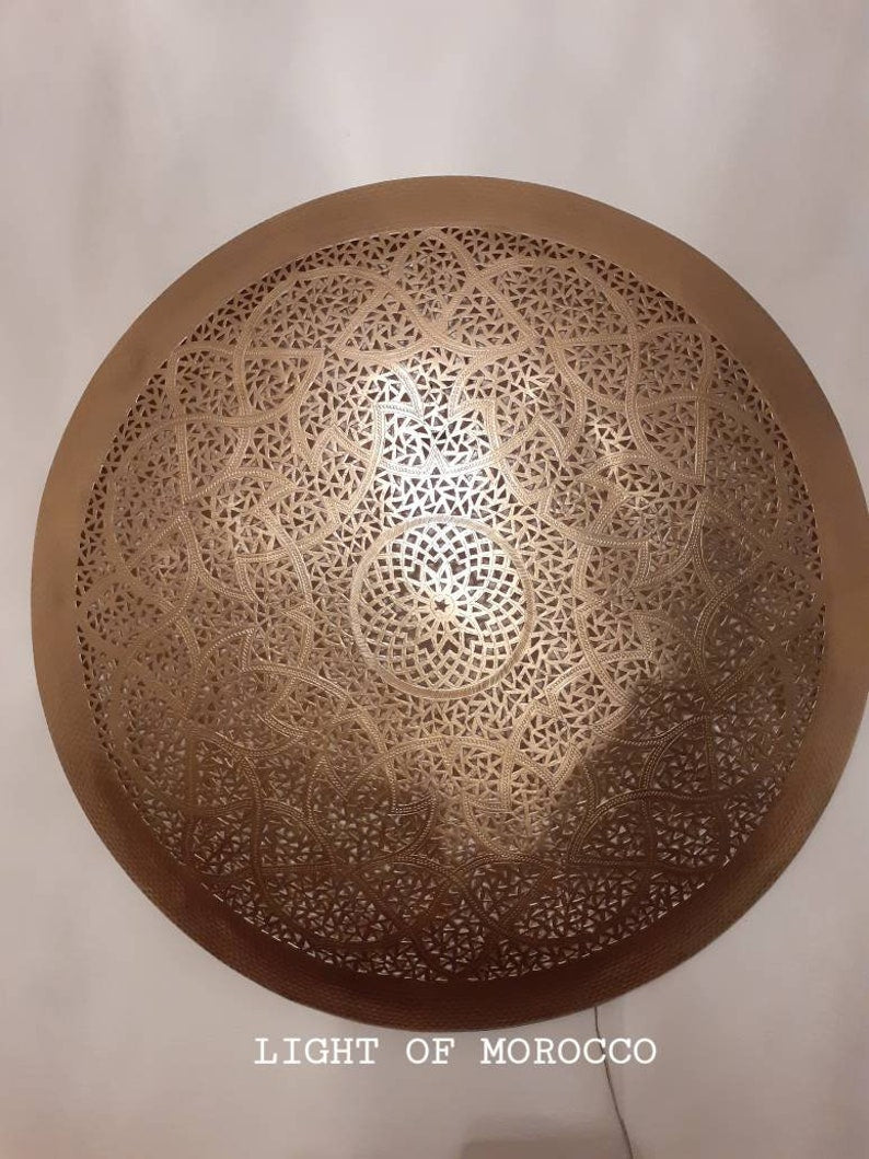 Order by Size : Moroccan handmade brass round wall light lamp ( Tetouane)