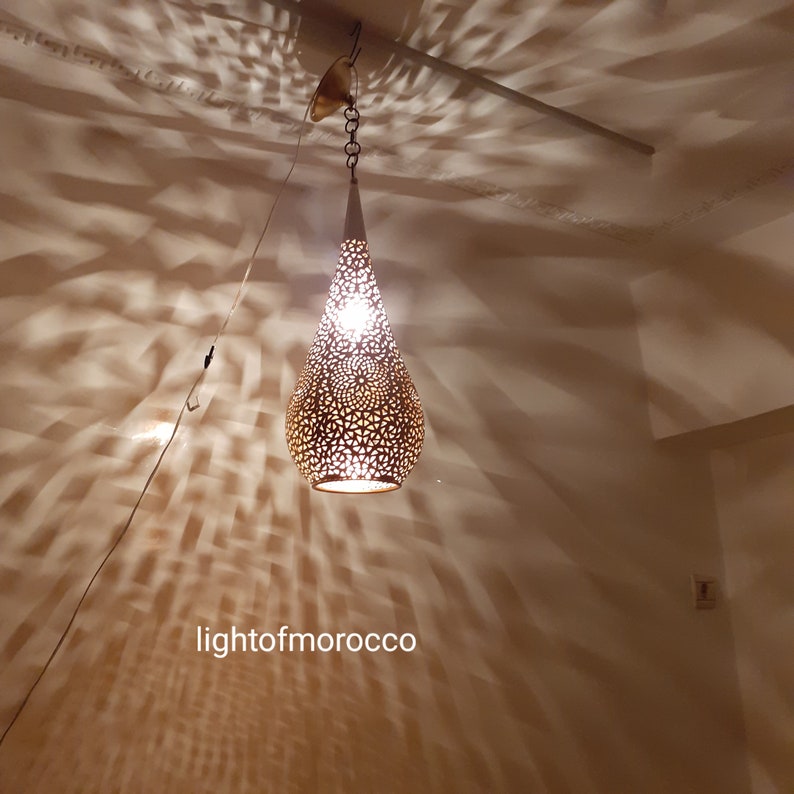 Order by Size : Moroccan Handmade Brass Ceiling Pendant Light (Tayzemt)