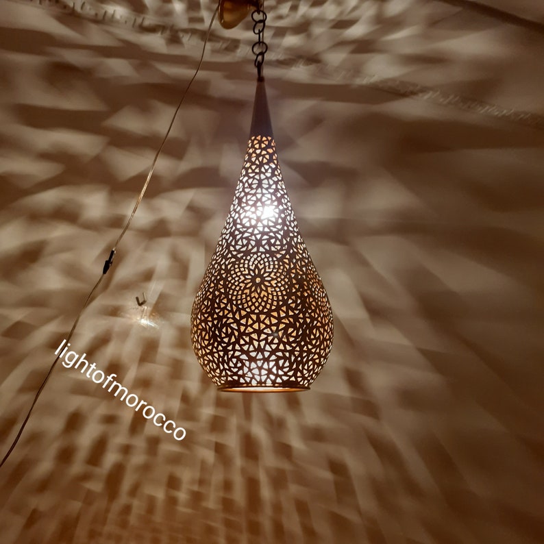 Order by Size : Moroccan Handmade Brass Ceiling Pendant Light (Tayzemt)