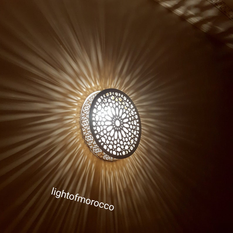 Order by Size : Moroccan handmade brass round wall light lamp (Azemor)