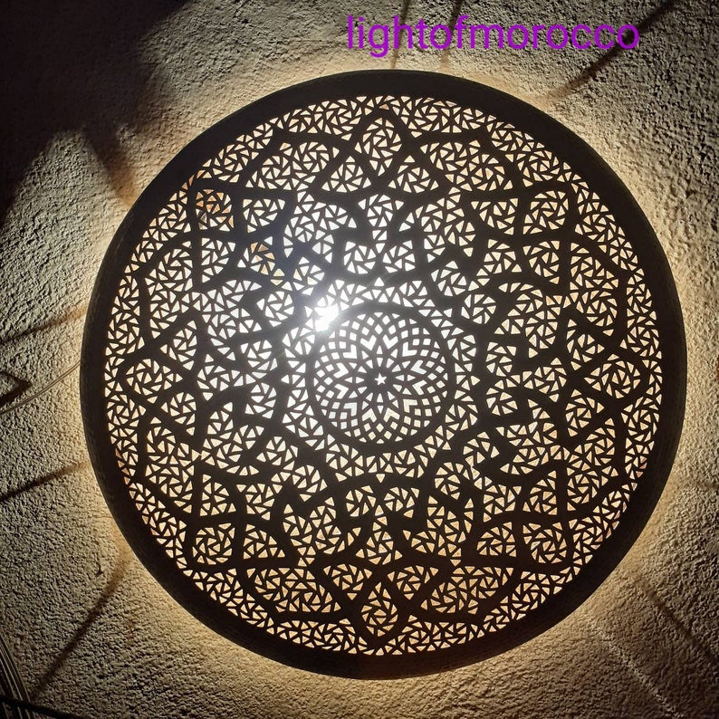 Order by Size : Moroccan handmade brass round wall light lamp ( Tetouane)