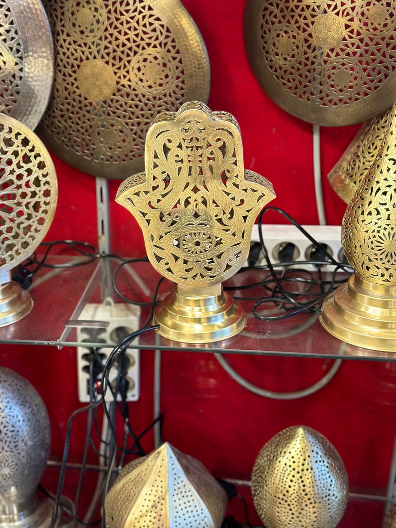 Moroccan Handmade Brass Table Lamp (Nujud)