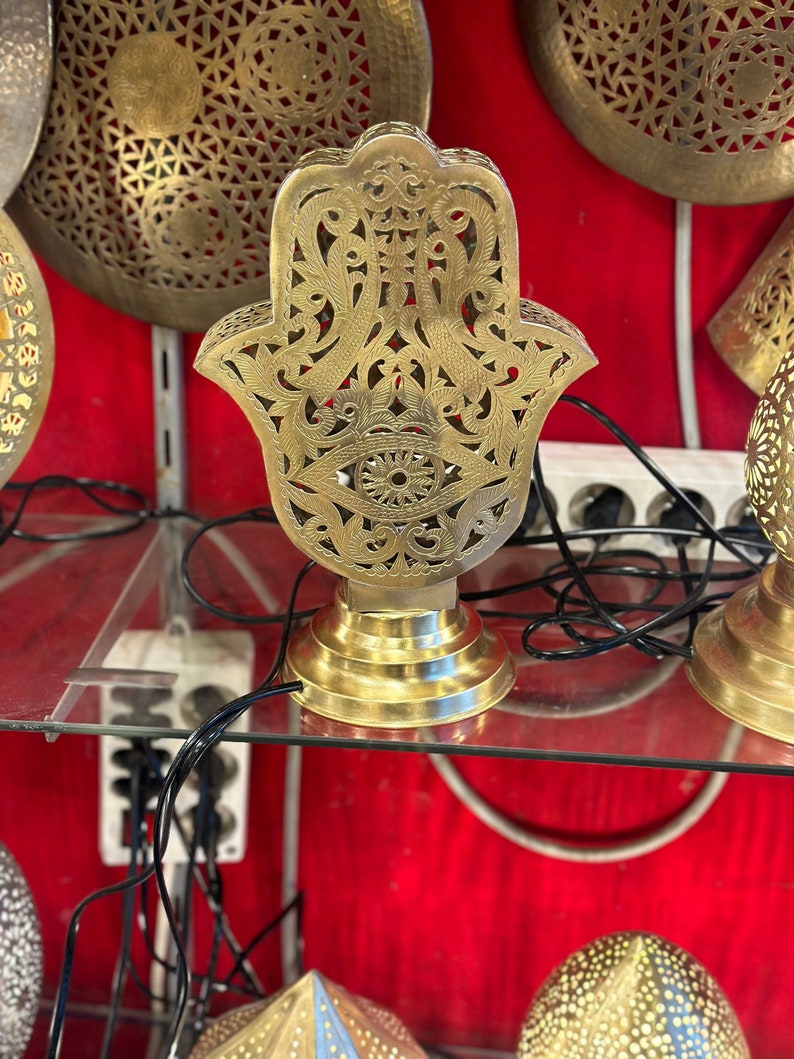 Moroccan Handmade Brass Table Lamp (Nujud)