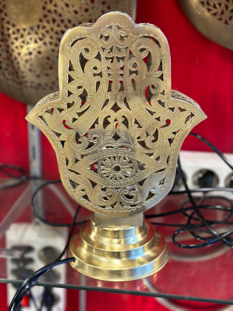 Moroccan Handmade Brass Table Lamp (Nujud)