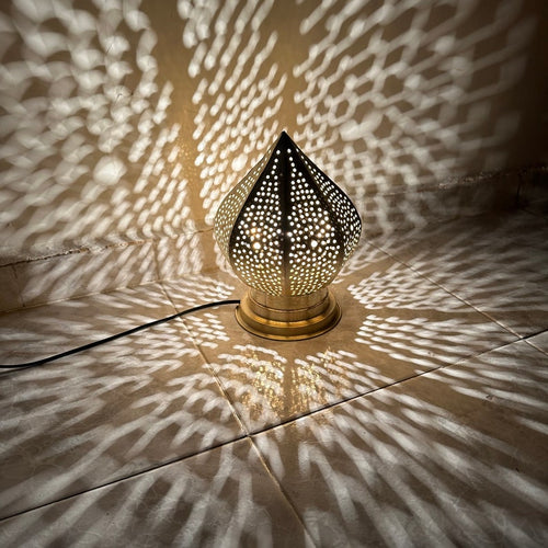 Moroccan Handmade Brass Table Lamp (Qamar)