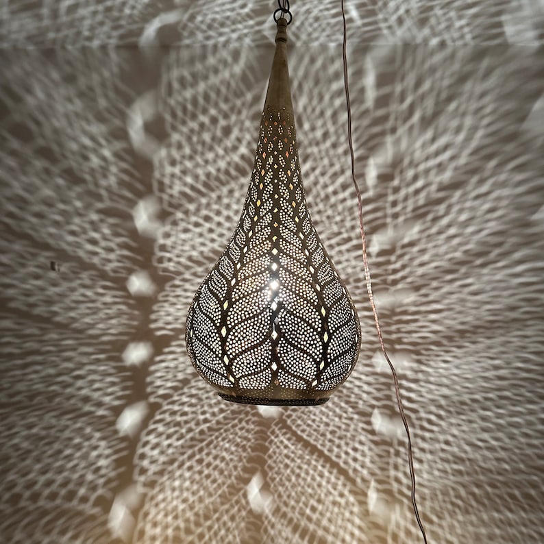 Order by Size : Moroccan Handmade Brass Ceiling Pendant Light (Kella)
