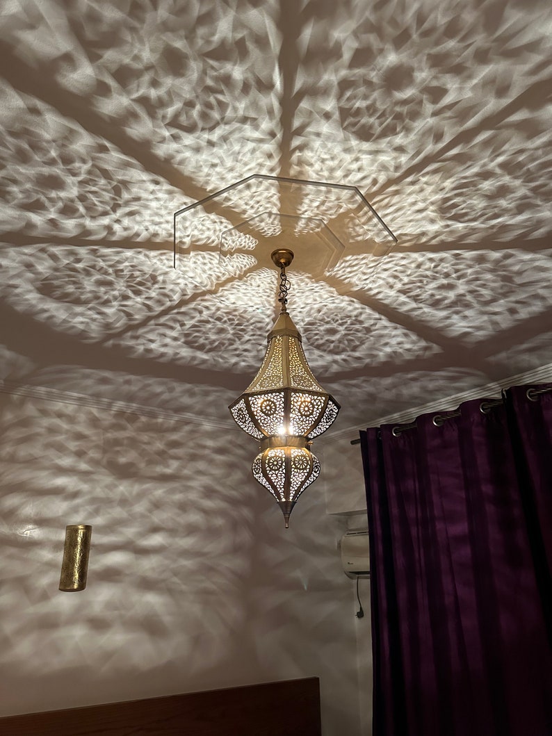 Order by Size : Moroccan Handmade Brass Ceiling Pendant Light (Izza)