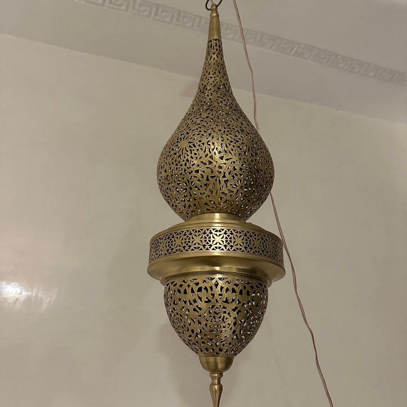 Order by Size : Moroccan Handmade Brass Ceiling Pendant Light (Ighil)