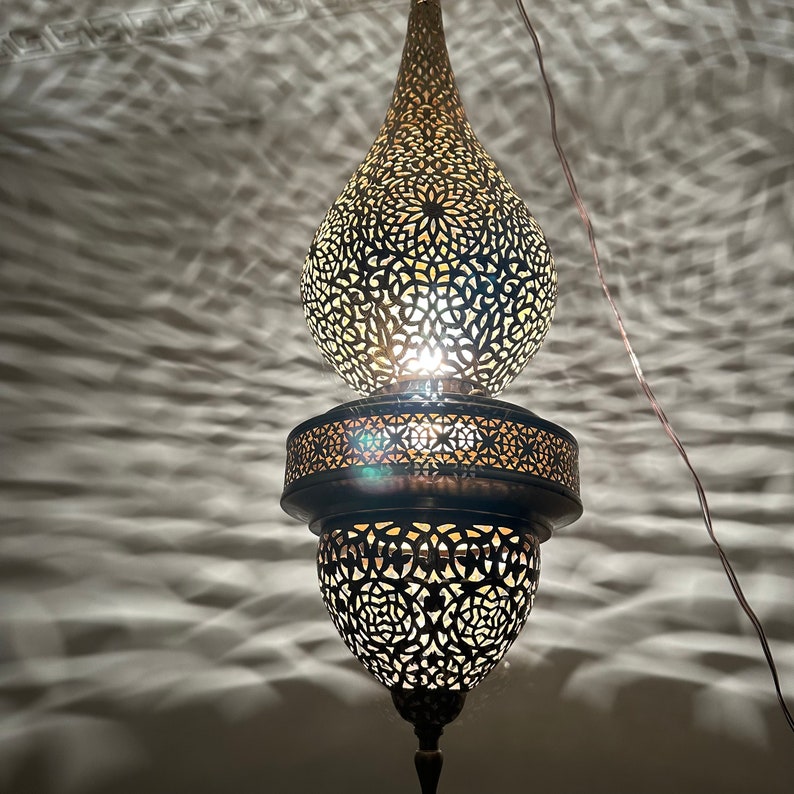 Order by Size : Moroccan Handmade Brass Ceiling Pendant Light (Ighil)