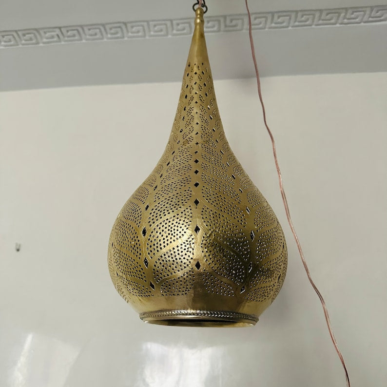 Order by Size : Moroccan Handmade Brass Ceiling Pendant Light (Kella)
